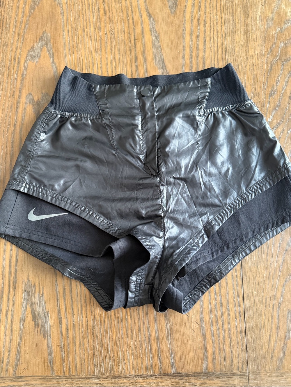 Nike Black Layered High-Waist Athletic Shorts